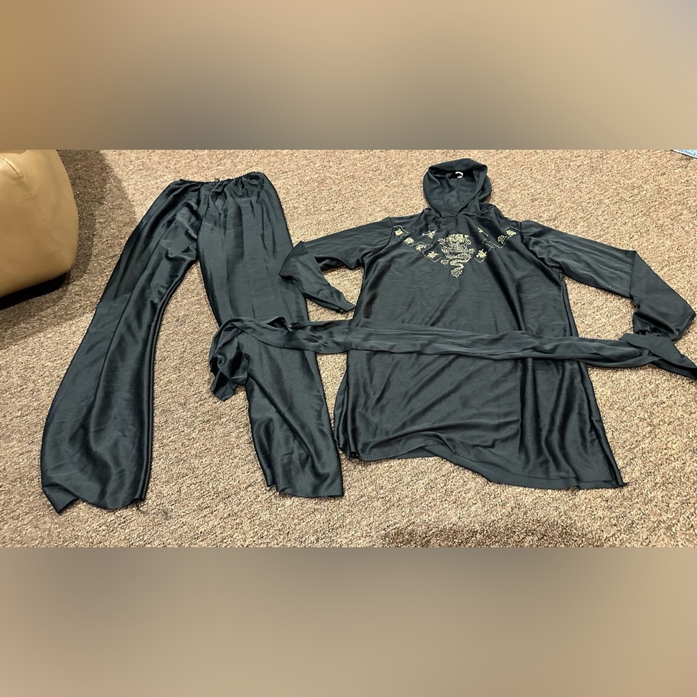 Rubie's Costume Co. Black Ninja Kid's Costume Size Large Halloween karate EUC